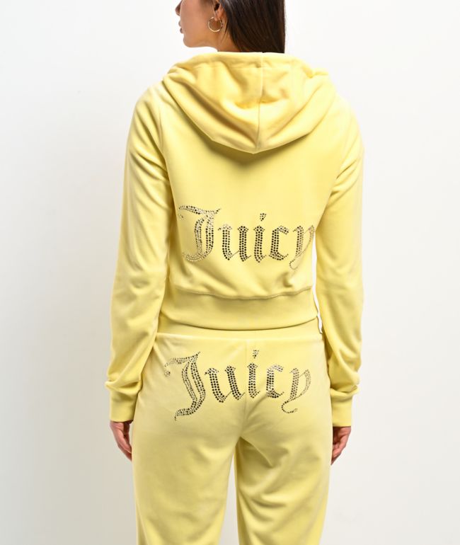 Juicy Couture OG Bling Yellow Iris Velour Zip Hoodie - Juicy Couture