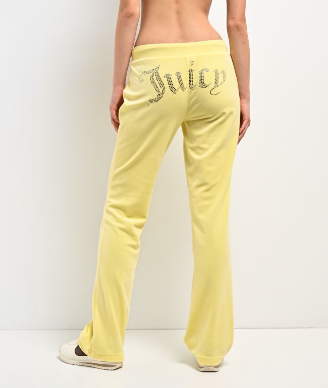 Juicy Couture OG Bling Yellow Iris Velour Track Pants - Juicy Couture