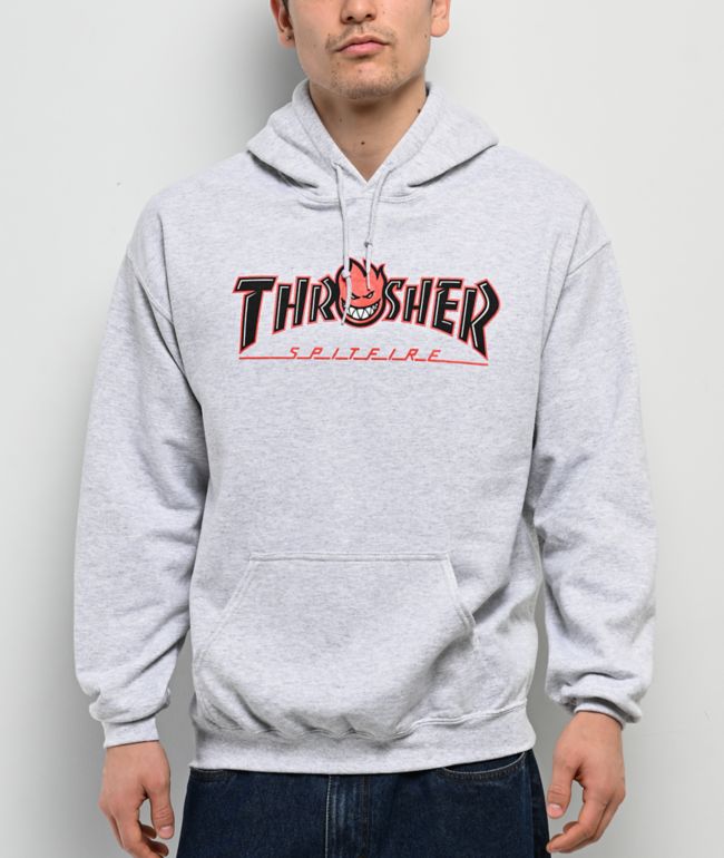 Thrasher x Spitfire Bighead Outline Grey Hoodie - Thrasher