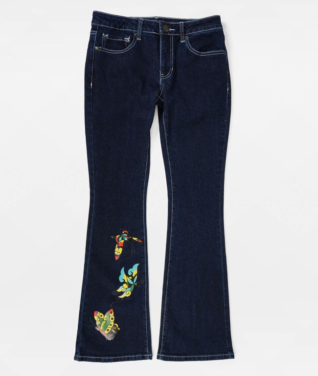 Ed Hardy Butterfly Dark Blue Bootcut Jeans - Ed Hardy