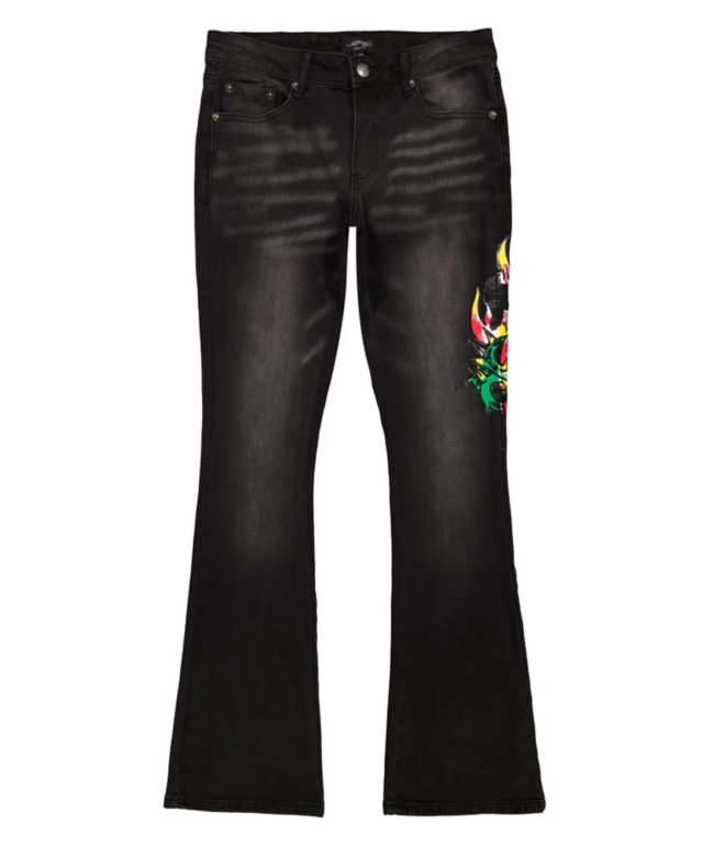 Ed Hardy Sacred Heart Dark Grey Low Rise Bootcut Jeans - Ed Hardy