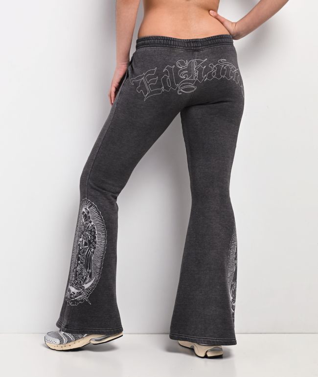 Ed Hardy Mary Mineral Grey Flare Sweatpants - Ed Hardy