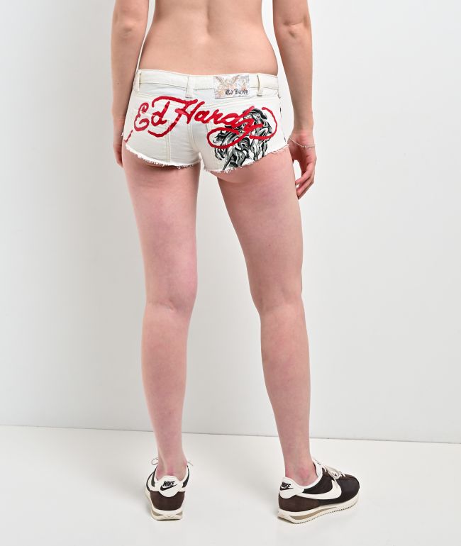 Ed Hardy Horses Ivory Micro Shorts - Ed Hardy