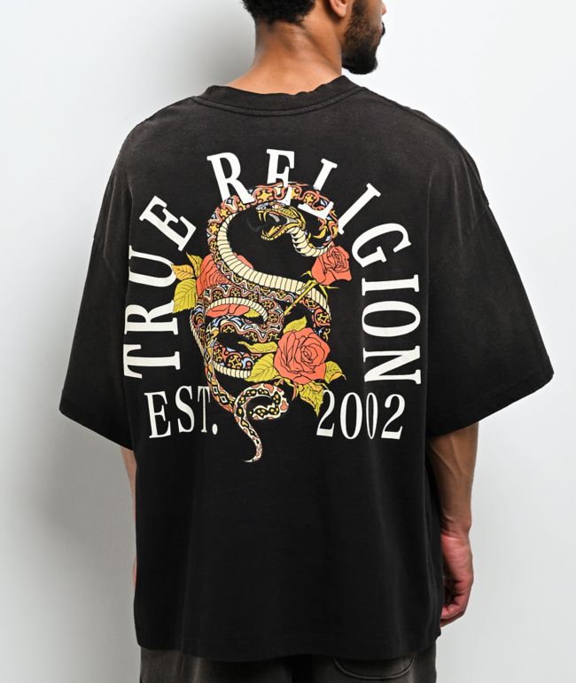 True Religion Floral Snake Black Wash T-Shirt - True Religion