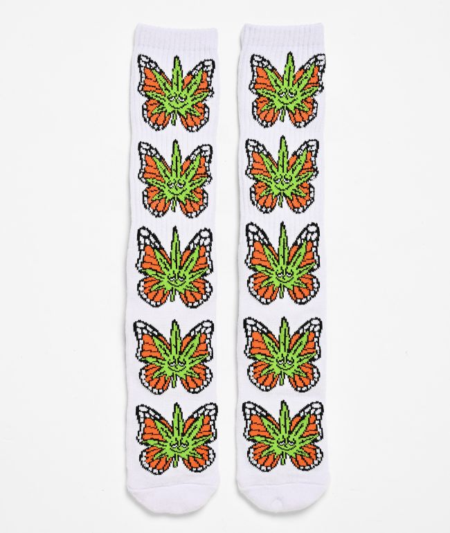 HUF Green Buddefly White Crew Socks - HUF