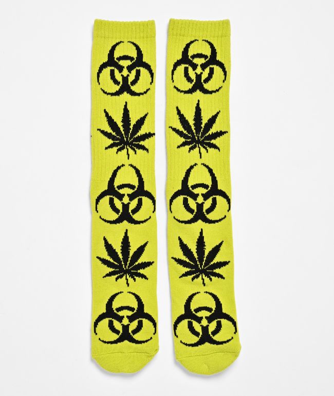 HUF Sector Plantlife Safety Green Crew Socks - HUF