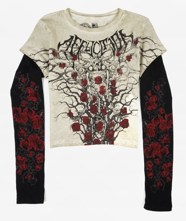 Affliction Scarecrow Grey Reversible Thermal Long Sleeve T-Shirt