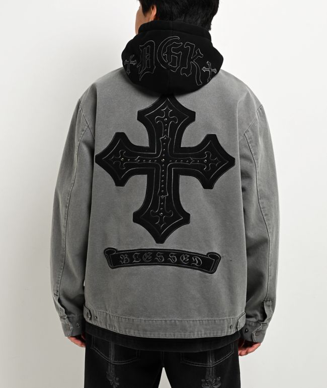 DGK Noble Black Wash Hooded Canvas Work Jacket - DGK