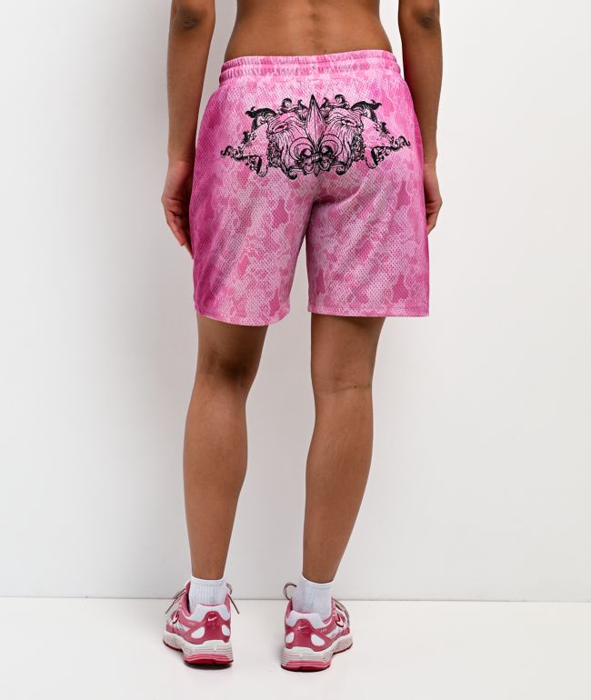 Ninth Hall Billie Lace Print Pink Mesh Shorts - Ninth Hall