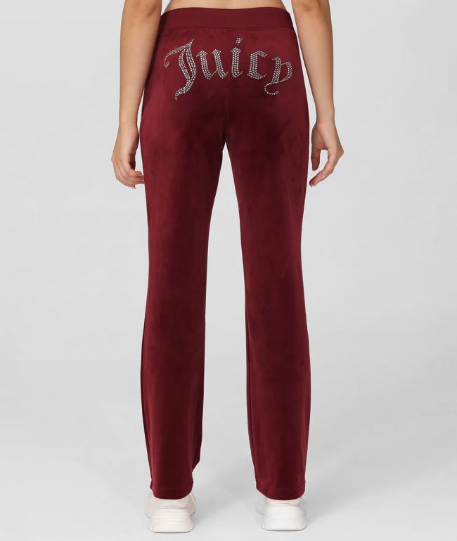 Juicy Couture OG Big Bling Red Dahlia Velour Track Pants - Juicy Couture