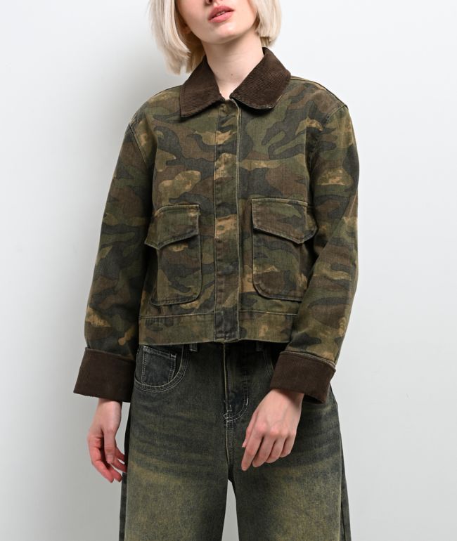 STOOSH Camo Wash Crop Barn Jacket - STOOSH