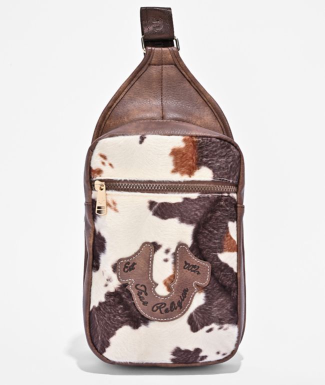 True Religion Billy Brown Cow Print Crossbody Bag - True Religion