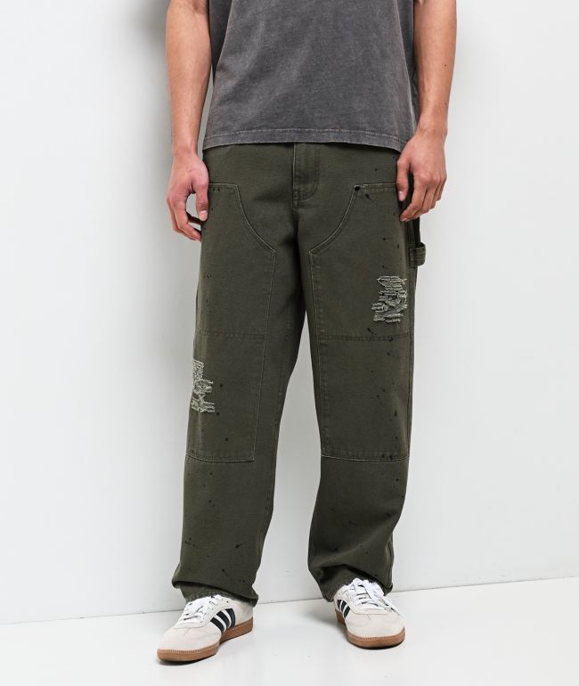 Empyre Hammer Man Green Canvas Loose Fit Carpenter Skate Pants - Empyre