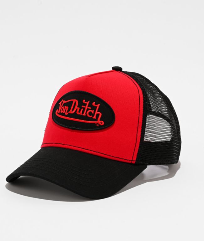 Von Dutch Staple Black & Red Trucker Hat - Von Dutch