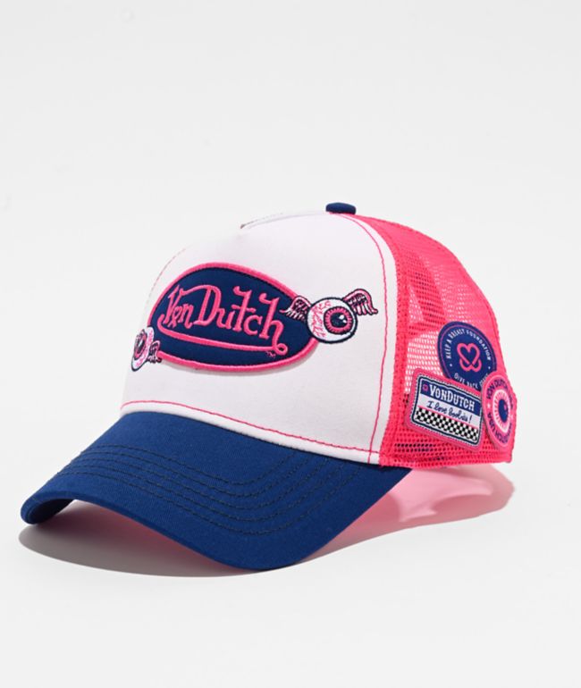 Von Dutch x Keep A Breast Foundation Pink, White & Blue Trucker Hat - Von Dutch