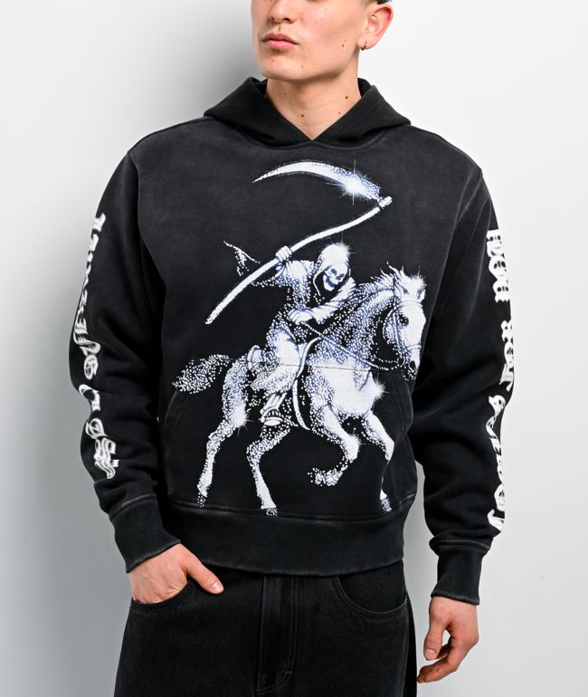 Lurking Class by Sketchy Tank Pale Horse Black Wash Crop Hoodie - Lurking Class by Sketchy Tank