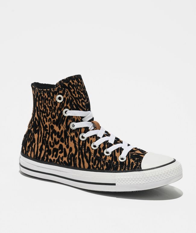 Converse Chuck Taylor All Star Cheetah Print Brown & Black High Top Shoes - Converse