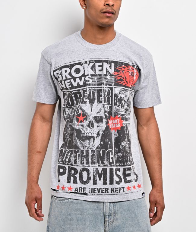 Broken Promises Gossip Column Grey T-Shirt - Broken Promises