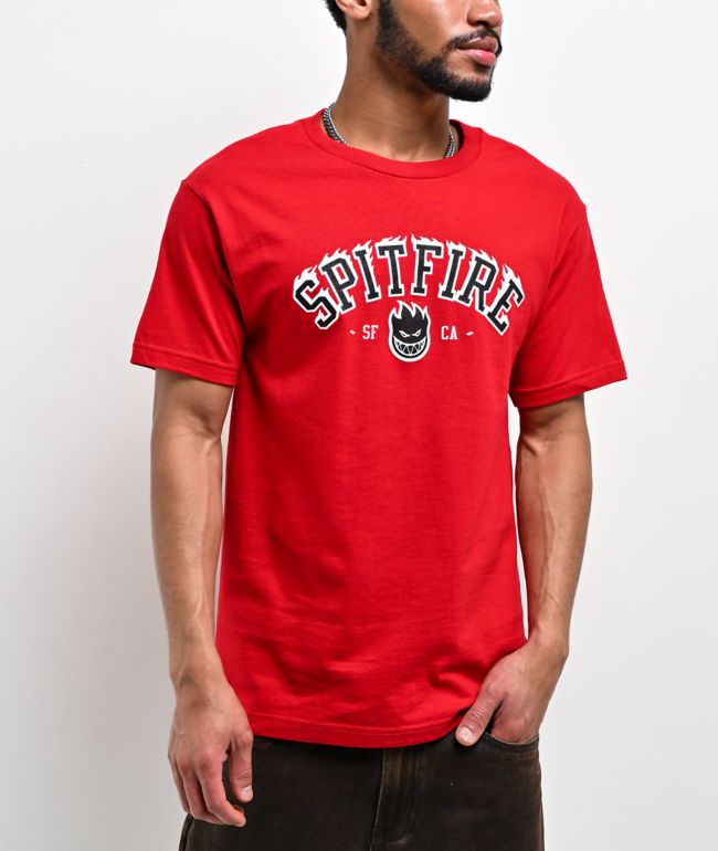 Spitfire Team Big Head Flames Red T-Shirt - Spitfire