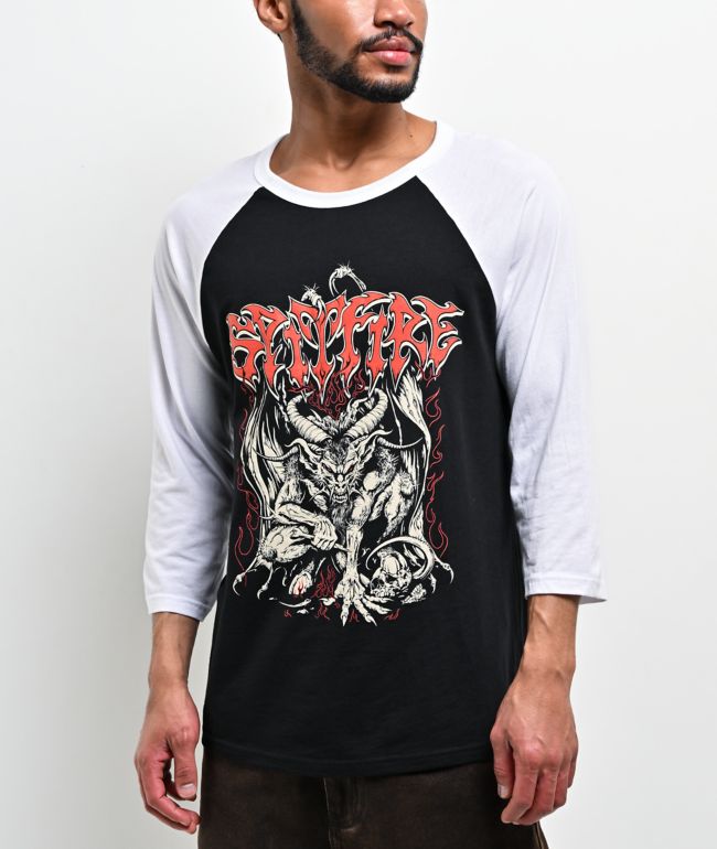 Spitfire Demon Black & White Three Quarter Sleeve T-Shirt - Spitfire