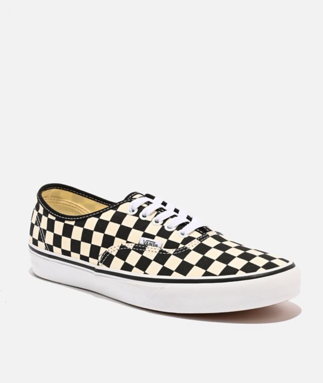 Vans Authentic Checkerboard Black & Off White Skate Shoes - Vans
