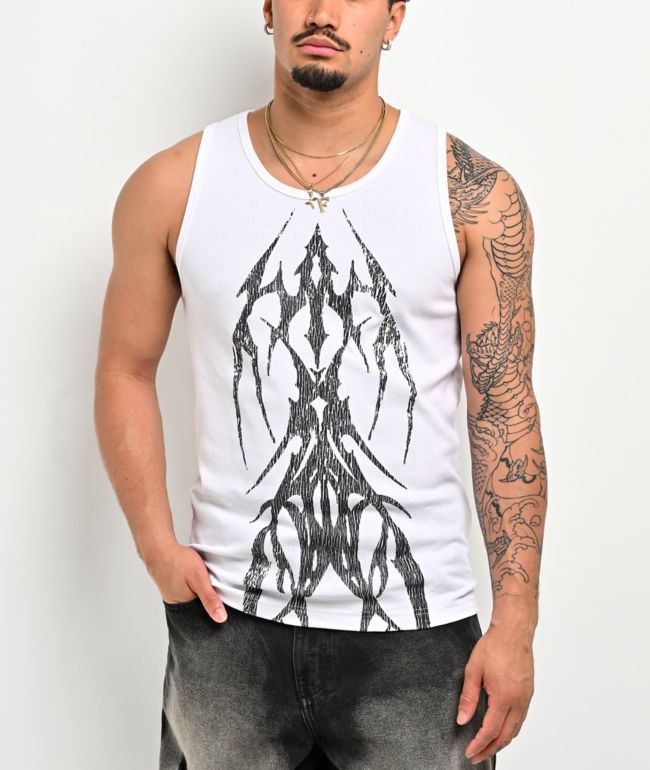 Vitriol Fruit Bat White Ribbed Tank Top - Vitriol