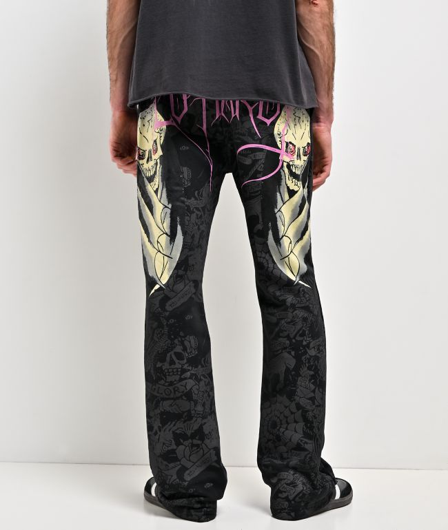 Ed Hardy Bat Skull Black Bootcut Sweatpants - Ed Hardy