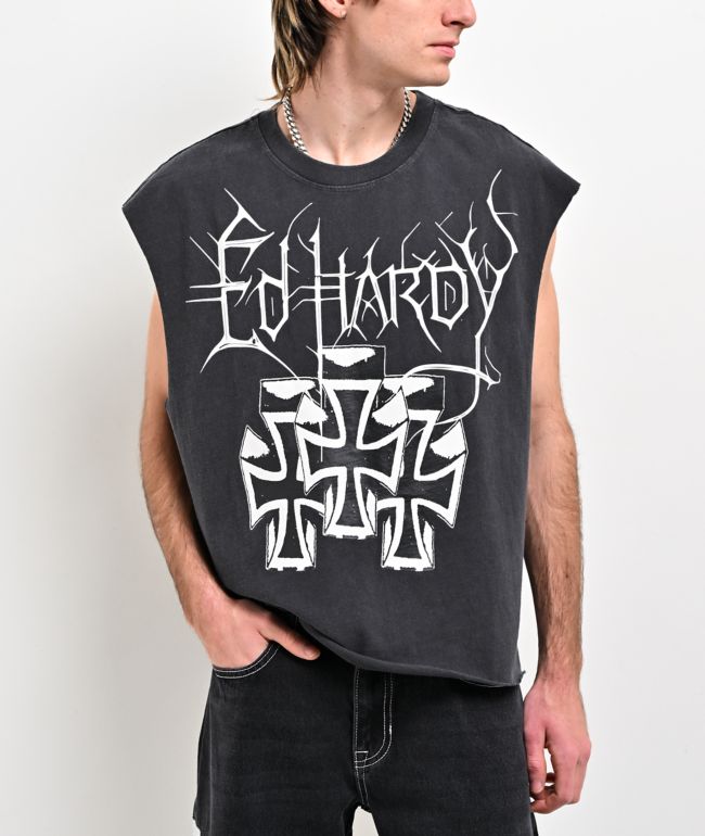 Ed Hardy Crosses Grey Tank Top - Ed Hardy