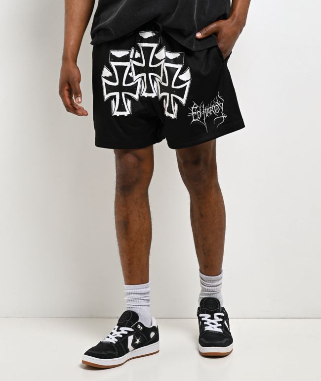 Ed Hardy Crosses Black Mesh Shorts - Ed Hardy