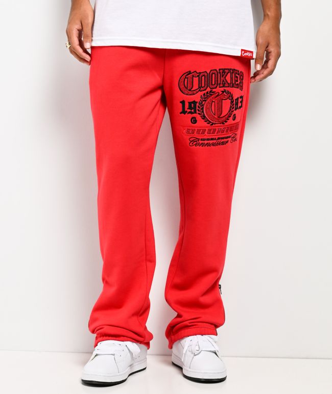 Cookies Paradise Rhinestone Red Sweatpants - Cookies Clothing