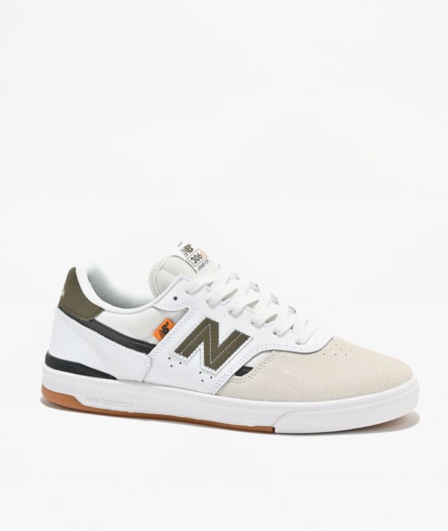 New Balance Numeric 306 Cup Jamie Foy White & Olive Skate Shoes - New Balance