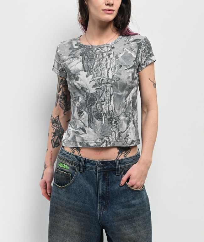 ITA Grey Camo Crop T-Shirt - ITA