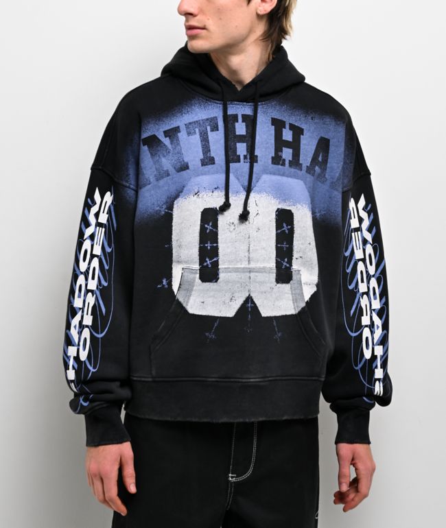 Ninth Hall Bloodshot Black Wash Crop Hoodie - Ninth Hall