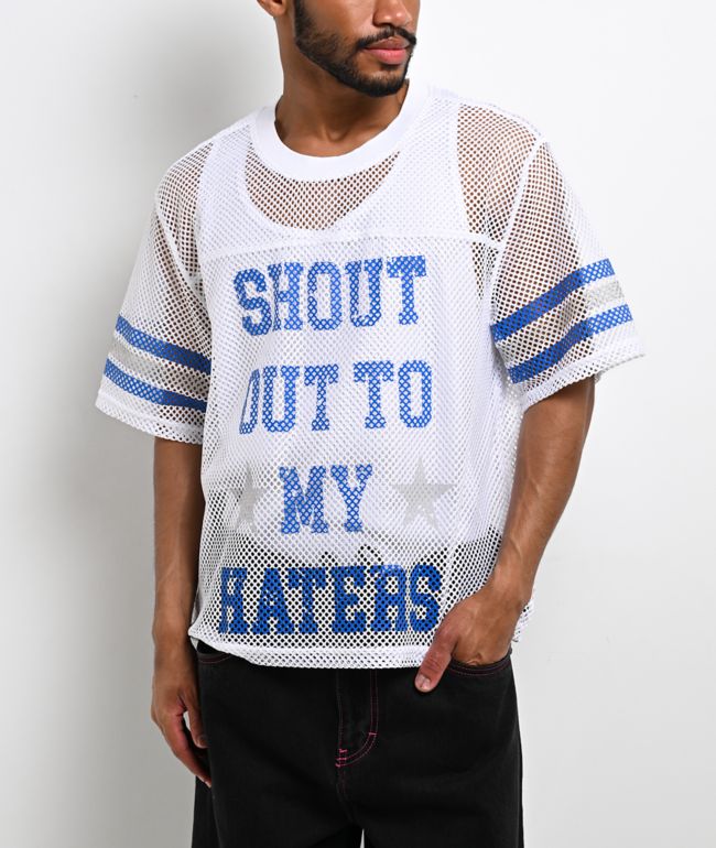 Ninth Hall Chat White & Blue Mesh Jersey - Ninth Hall
