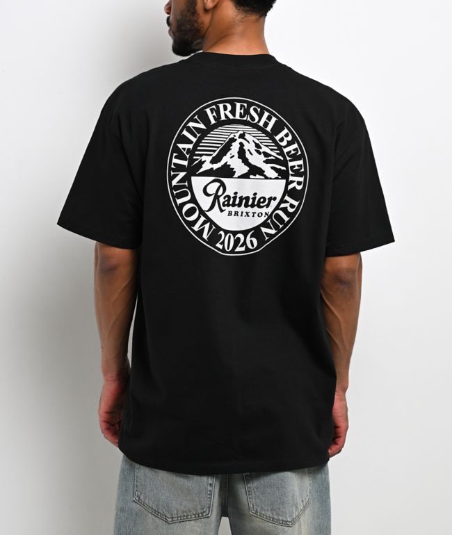 Brixton x Rainier Beer Run Black T-Shirt - Brixton