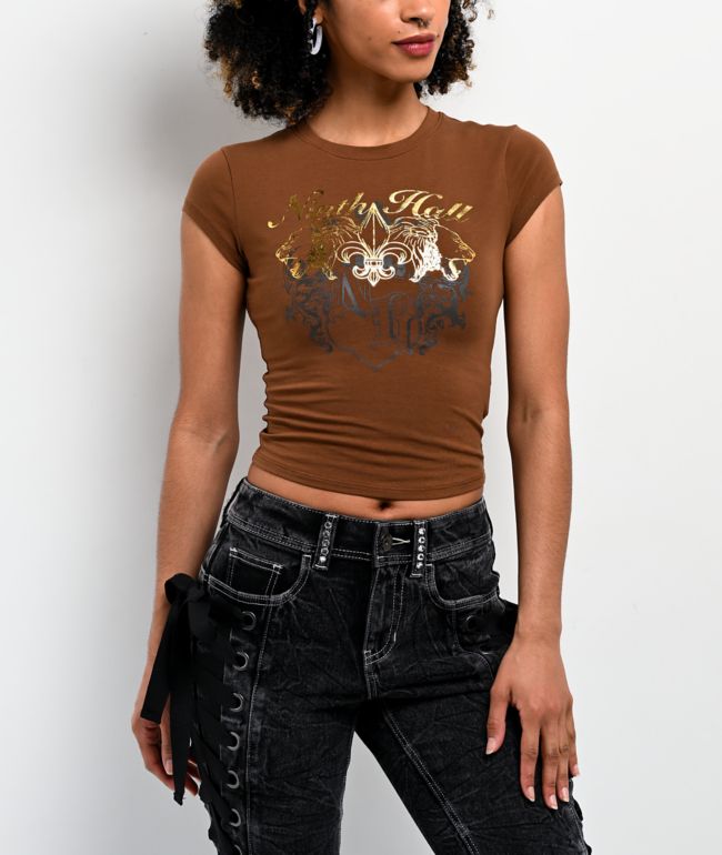 Ninth Hall Alina Brown Crop T-Shirt - Ninth Hall