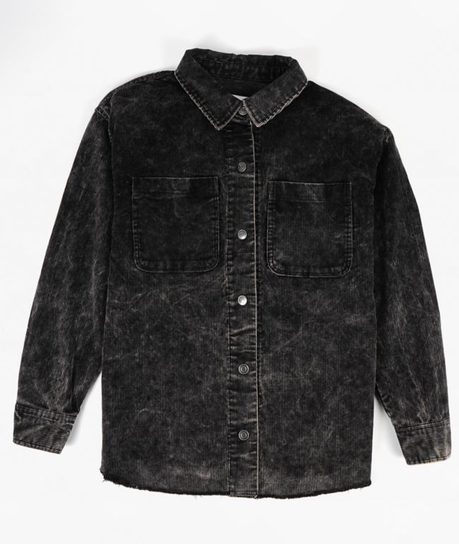 Thread & Supply Jackson Corduroy Black Wash Long Sleeve Button Up Shirt - Thread & Supply