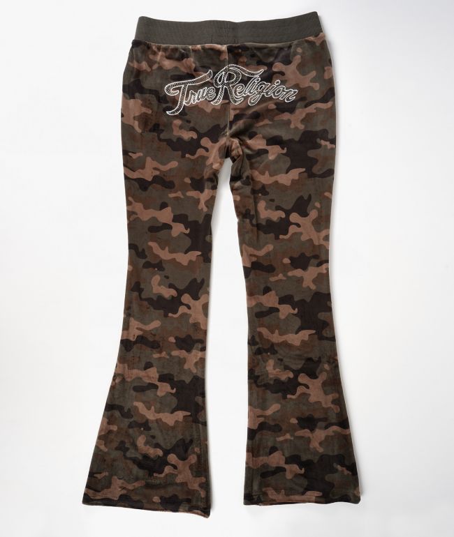True Religion Camo Velour Flare Sweatpants - True Religion