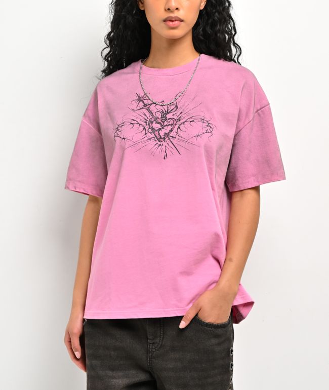 Vitriol Rae Pink Wash Heavyweight Boxy T-Shirt - Vitriol