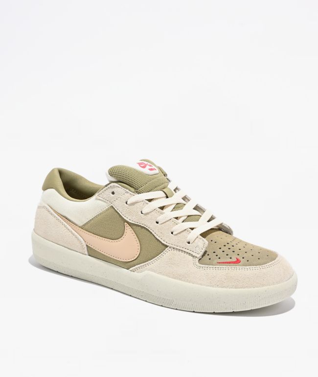 Nike SB Force 58 Coconut Milk, Neutral Olive & University Red Skate Shoes - Nike