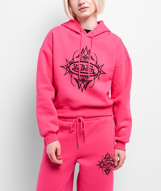 Von Dutch Pink Cropped Hoodie - Von Dutch