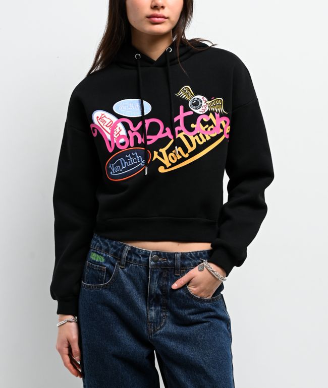 Von Dutch Patch Art Black Crop Hoodie - Von Dutch