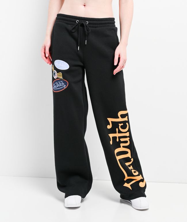 Von Dutch Patch Black Wide Leg Sweatpants - Von Dutch