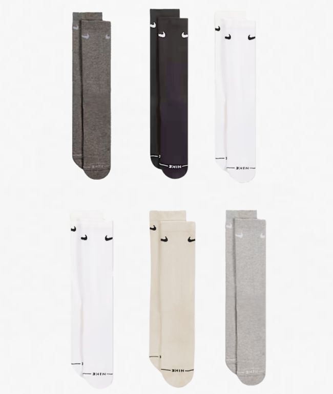 Nike Everyday Elevated Natural 6 Pack Crew Socks - Nike