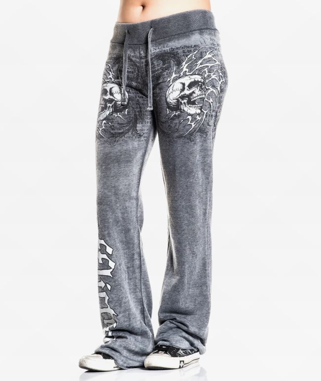 Affliction Collapse Black Wash Wide Leg Sweatpants - Affliction