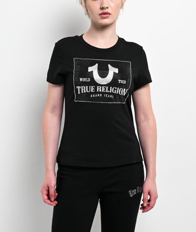 True Religion Crystal Logo Classic Black T-Shirt - True Religion
