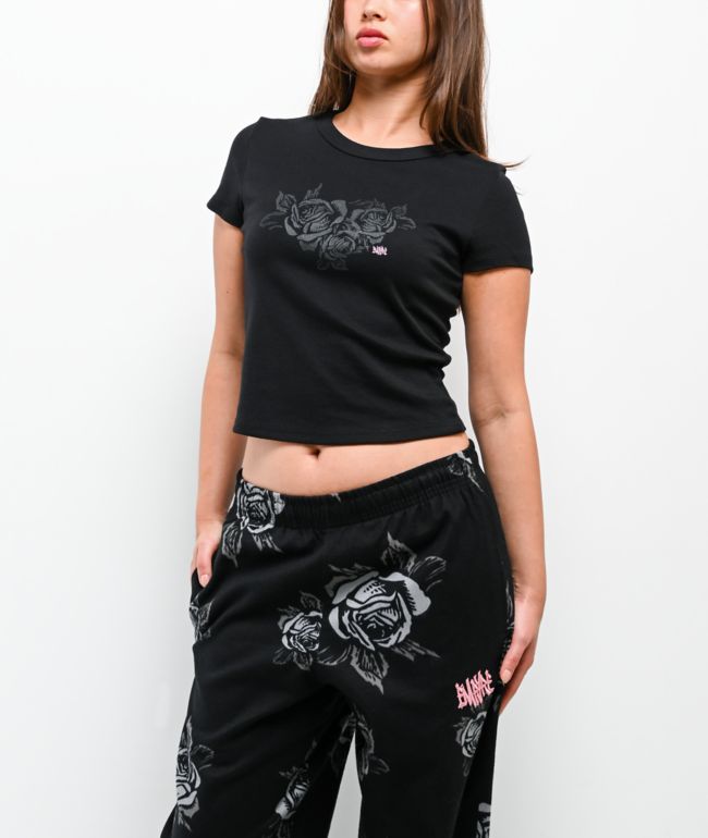 Empyre Rose Black Crop T-Shirt - Empyre