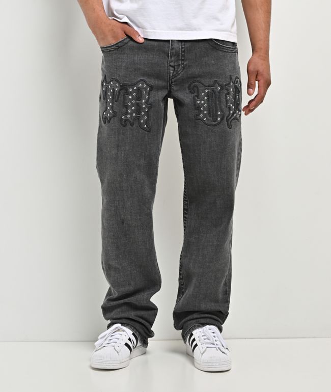 True Religion Ricky Flap Chain Light Blue Wash Straight Leg Jeans