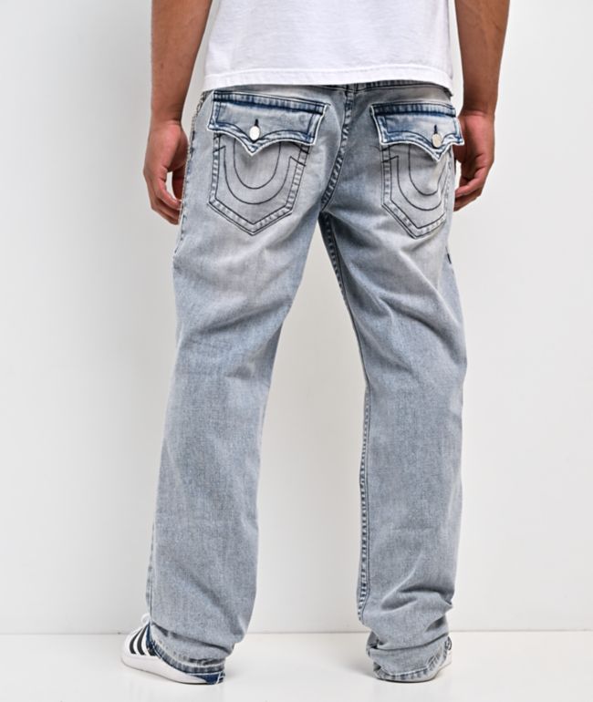 True Religion Ricky Flap Chain Light Blue Wash Straight Leg Jeans - True Religion