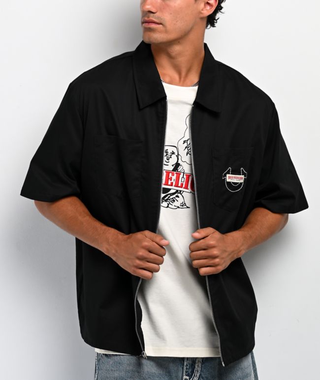 True Religion Buddha Black Zip Work Shirt - True Religion